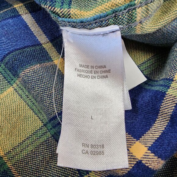 Lucky Brand Shirt Mens Large Indigo Plaid Long Sleeve Western Pearl Snap Button - Picture 12 of 16